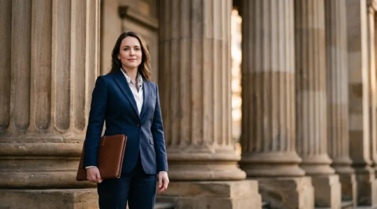 Avocat confiant tenant un dossier d'expertise juridique, symbolisant la reconnaissance d'une spécialisation professionnelle