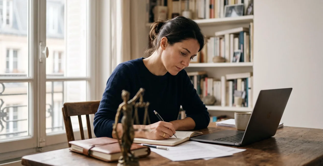Une personne consulte calmement des ressources juridiques fiables sur son ordinateur portable avant d'envisager de consulter un avocat