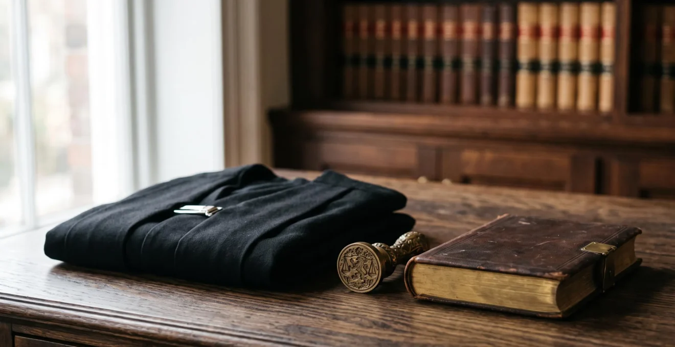 Trois symboles representant les professions reglementees du droit et du chiffre en France
