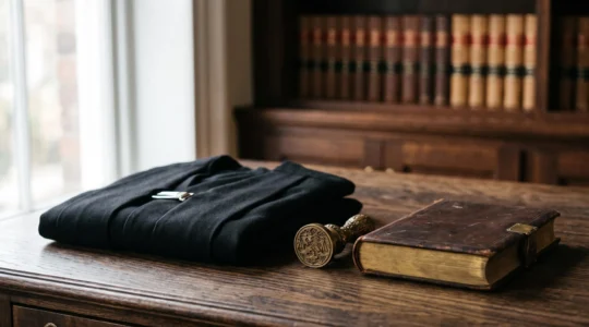 Trois symboles representant les professions reglementees du droit et du chiffre en France