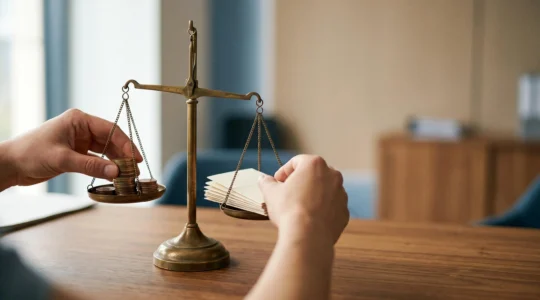 Illustration symbolique d'un entrepreneur equilibrant ses charges sociales et sa tresorerie en toute conformite