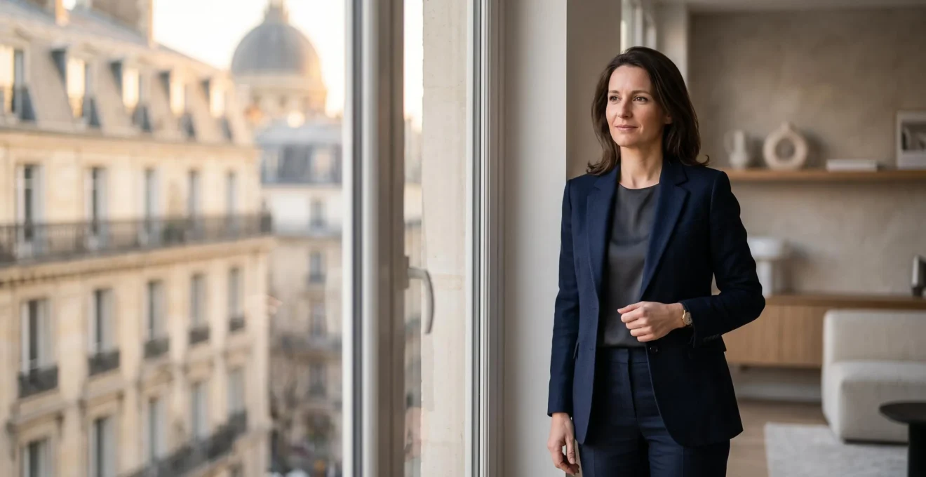 Professionnel du droit français serein consultant son environnement de travail sans être submergé par l'information juridique